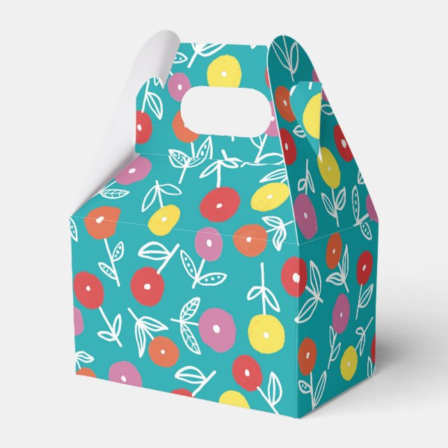 Caixinha De Lembrancinhas Teal Floral Ditsy Wedding (Frente)