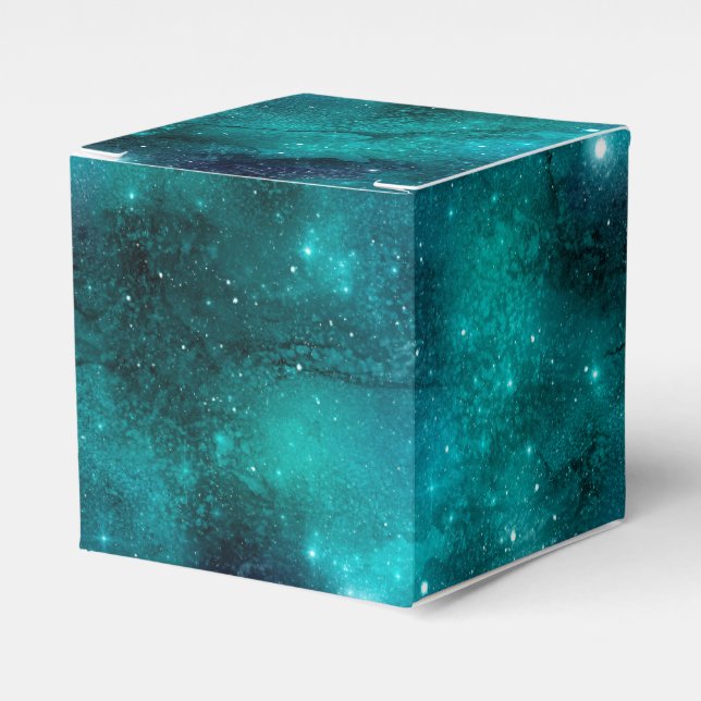 Caixinha De Lembrancinhas Teal Galaxy Series Design 8 (Frente)
