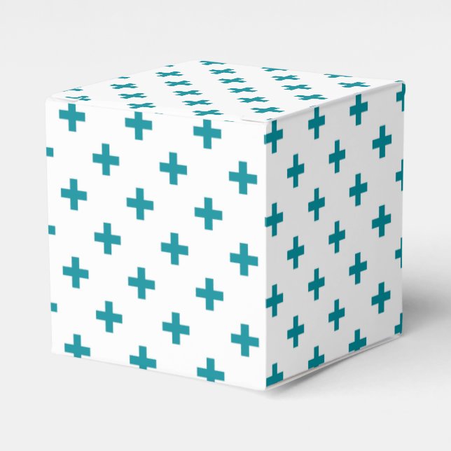 Caixinha De Lembrancinhas Teal polka cruza em branco (Frente)