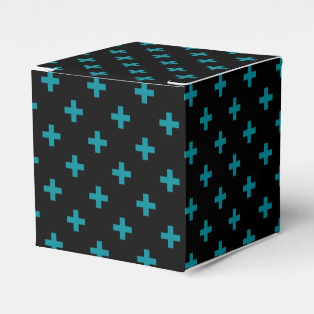 Caixinha De Lembrancinhas Teal polka cruza em preto (Frente)