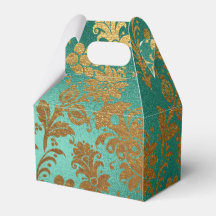 Teca e Dourado Floral Damask Vintage