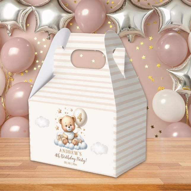 Caixinha De Lembrancinhas Teddy Bear 4th Birthday Party  (Criador carregado)