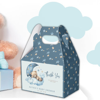 Caixinha De Lembrancinhas Teddy Bear Blue sobre o Chá de fraldas da Lua
