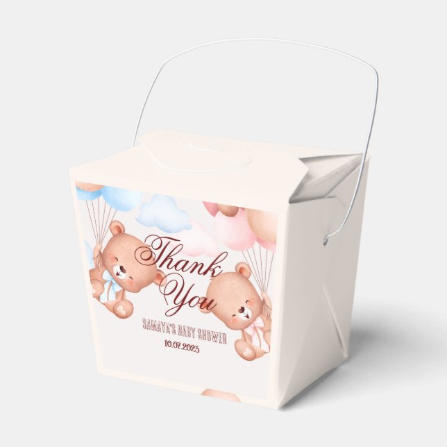 Caixinha De Lembrancinhas Teddy Bear Chá de fraldas Obrigado Boxes (Frente)