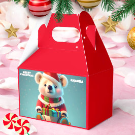 Caixinha De Lembrancinhas Teddy Bear Natal Personalizado Festa de Crianças V
