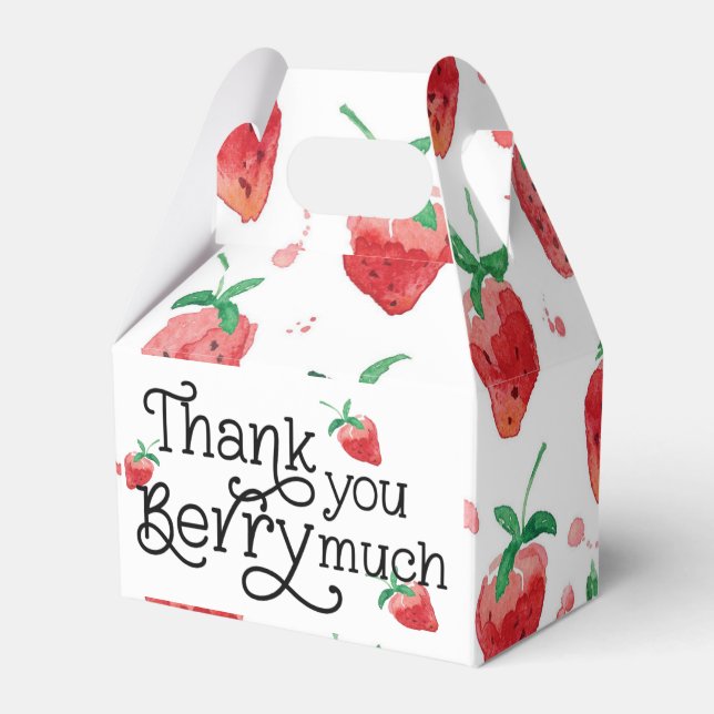 Caixinha De Lembrancinhas tema morango, primeiro aniversário, aniversário de (Frente)