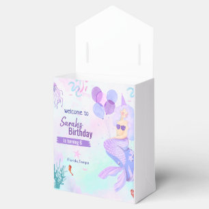 Caixinha De Lembrancinhas tema personalizado de sereia aniversariante roxo