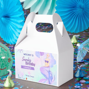 Caixinha De Lembrancinhas tema personalizado de sereia para aniversariante r