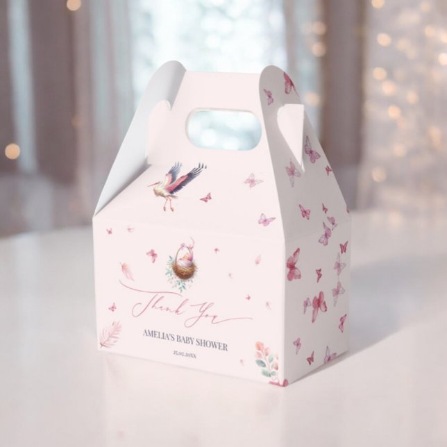 Caixinha De Lembrancinhas Tempestade Rosa Suave Elegante Obrigado (Criador carregado)