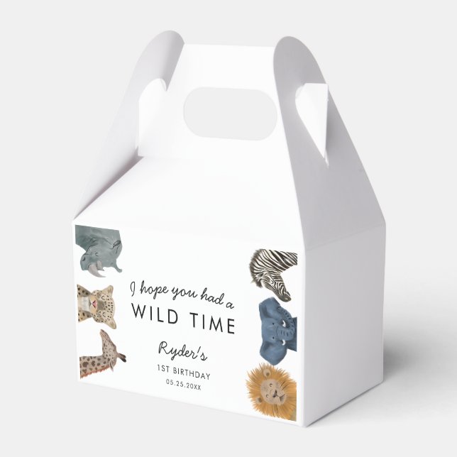 Caixinha De Lembrancinhas Tempo Selvagem de Festas de aniversário de Animais (Frente)