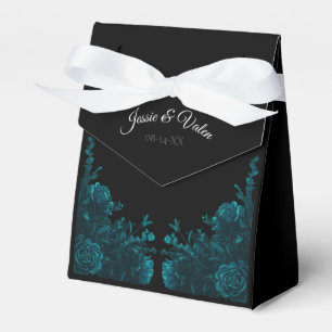 Caixinha De Lembrancinhas Tent Preto De Casamento Gótico Rosa Teal