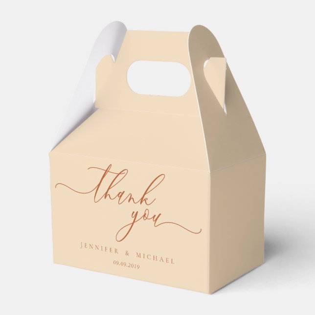 Caixinha De Lembrancinhas Terracotta Beige Elegant Gift Obrigado (Frente)