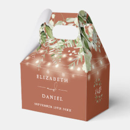 Caixinha De Lembrancinhas Terracotta Greenery String Luzes Monograma Casamen