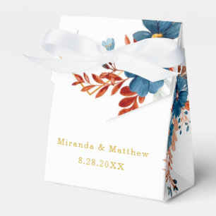 Caixinha De Lembrancinhas Terracotta Marinho Blue Dourado Casamento Floral