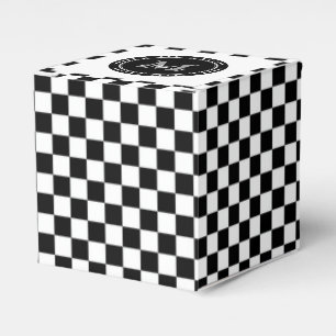 Caixinha De Lembrancinhas Teste padrão branco preto Monogrammed do tabuleir