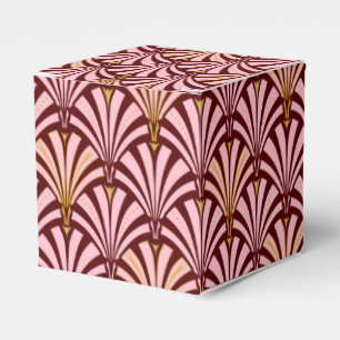 Caixinha De Lembrancinhas Teste padrão do fã do art deco - rosa e Borgonha