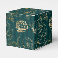 Têxtil Damasco Floral em Azul Escuro e Dourado