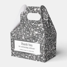 Caixinha De Lembrancinhas Texto de Folha Silver Glitter visual e texto perso