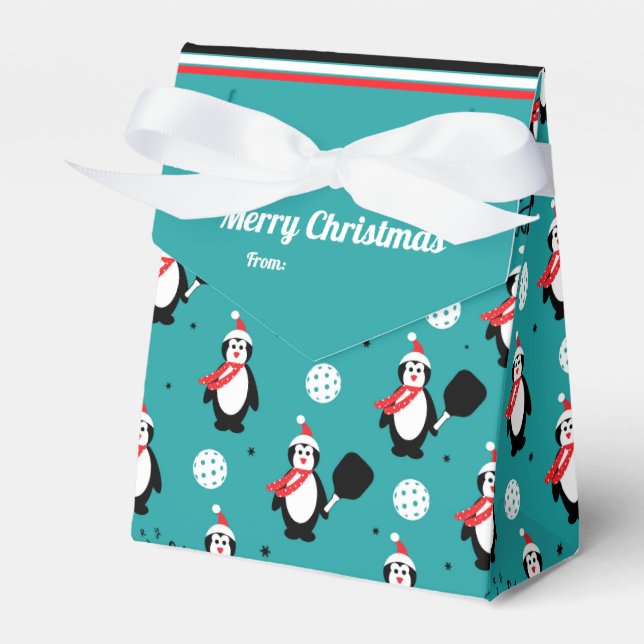 Caixinha De Lembrancinhas Texto personalizado, 🐧 Pickleball Feliz Natal 🎁  (Frente)