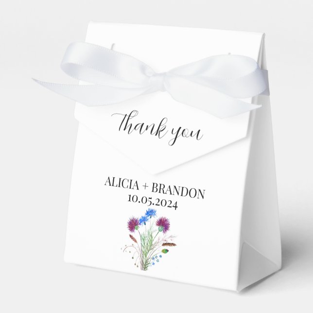 Caixinha De Lembrancinhas Thistle Purple Scottish Floral Modern Wedding (Frente)