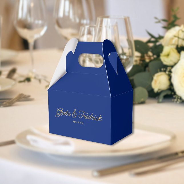 Caixinha De Lembrancinhas Timeless Royal Blue and Gold Wedding (Criador carregado)