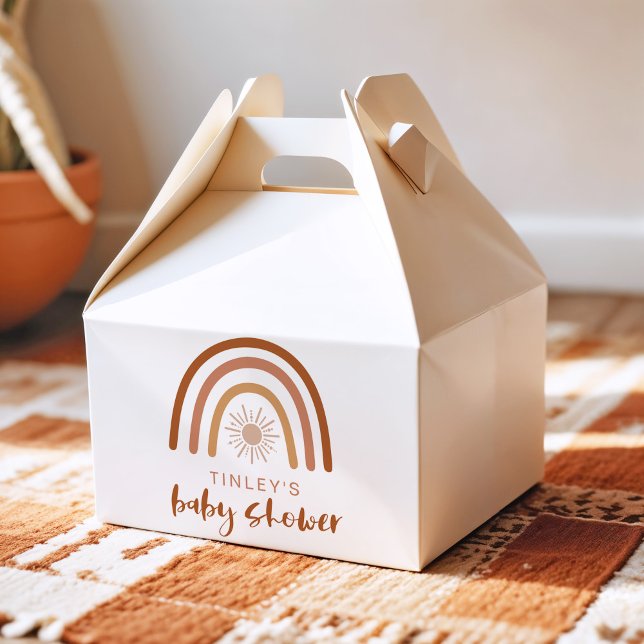 Caixinha De Lembrancinhas TINLEY Boho Terracotta Rainbow Sun Convite Para Be (Criador carregado)