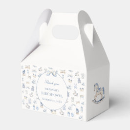 Caixinha De Lembrancinhas Toile De Jouy Baby Shower Blue Bow Favor Box