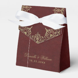 Caixinha De Lembrancinhas Toldo de casamento vintage burgundy dourado com gr