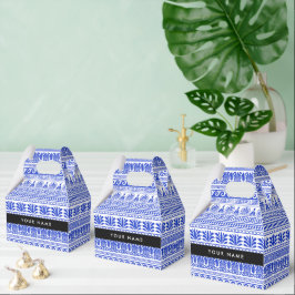 Caixinha De Lembrancinhas Traço Grego, Chave Mista, Azul, Seu Nome