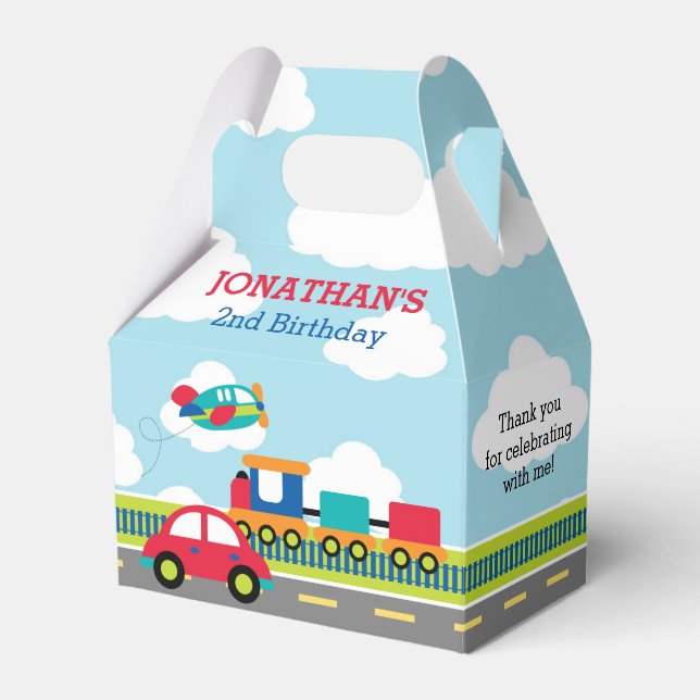 Caixinha De Lembrancinhas Transportation Favor Box (Boys Birthday) (Frente)