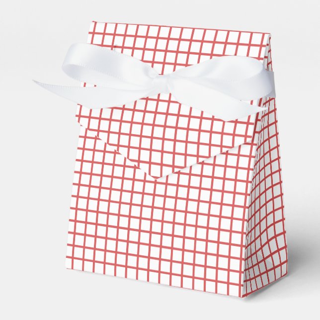 Caixinha De Lembrancinhas Trellis Coral Vermelho - Branco (Frente)