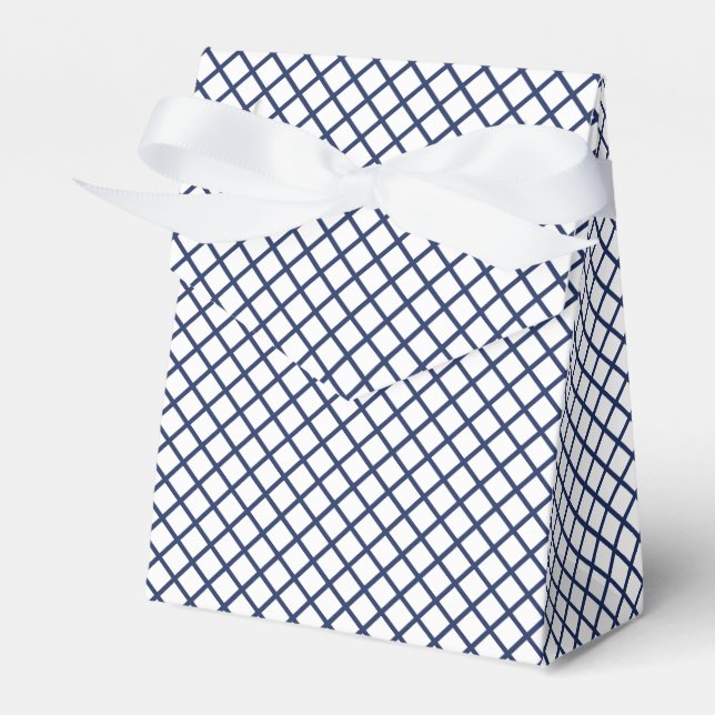 Caixinha De Lembrancinhas Trellis Diamante Azul Marinho - Branco (Frente)