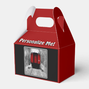 Caixinha De Lembrancinhas Trem velho do vapor do tempo vermelho e preto