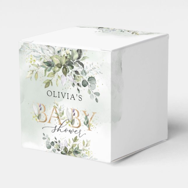Caixinha De Lembrancinhas Trendy Greenery Foliage - chá de fraldas (Frente)