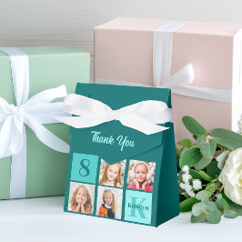 Caixinha De Lembrancinhas Trendy Teal Photo Collage Custom Birthday Party