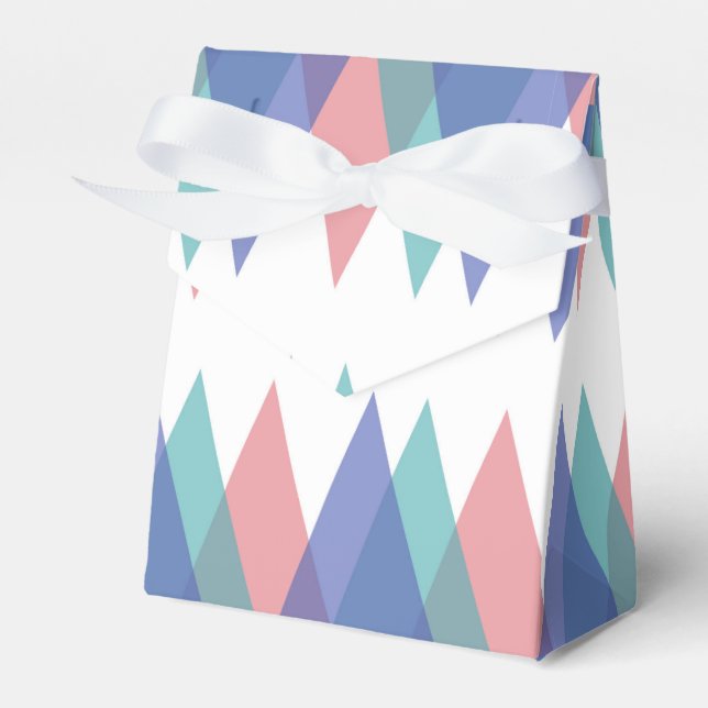 Caixinha De Lembrancinhas Triângulos azuis e corais (Frente)