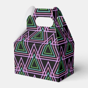 Caixinha De Lembrancinhas Triângulos Geométricos Neon Retro Preto Colorido d