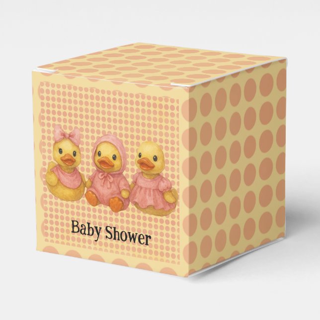 Caixinha De Lembrancinhas Trio Adorável De Pato Em Traços Rosa (Frente)
