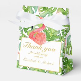 Caixinha De Lembrancinhas Tropical Flamingo Palm Deixa Verde Rosa, OBRIGADO