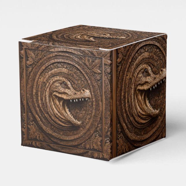 Caixinha De Lembrancinhas Tubarão Assustador: Impressão de Madeira Crocodilo (Frente)