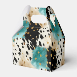 Caixinha De Lembrancinhas Turquesa Black Cream Western Cowhow Dourado