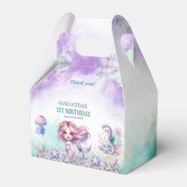 Caixinha De Lembrancinhas Turquesa de água e aniversário de sereia roxa