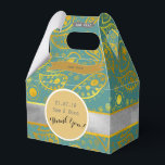 Caixinha De Lembrancinhas Turquesa Dourada Paisley Gable Personalizada<br><div class="desc">Caixas de favoritos pequenas e delicadas e elegantes com campos de modelo de texto para que você adicione suas informações escolhidas, seja para um evento corporativo ou pessoal da família. Estas caixas de favor irão ajustado de pequenas casas da moeda, um item de joalharia (se usado como caixa de presentes)...</div>