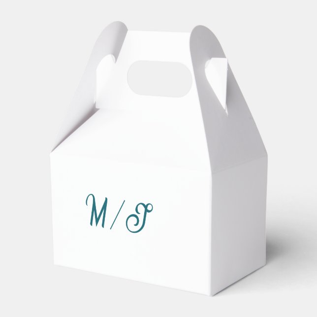 Caixinha De Lembrancinhas Turquoise monogram wedding couple name simple styl (Frente)