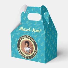 Caixinha De Lembrancinhas Turquoise Photo Modern Graduation Party Thank You