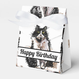 Caixinha De Lembrancinhas Tuxedo Cat Black Birthday Cats Cake Favor Box