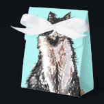 Caixinha De Lembrancinhas Tuxedo Cat Black White Cats Aniversário Turquesa<br><div class="desc">Tuxedo Cat Black White Cats Birthday Turquoise Cake Box. Um produto glorioso feito de minhas pinturas de aquarela originais.</div>