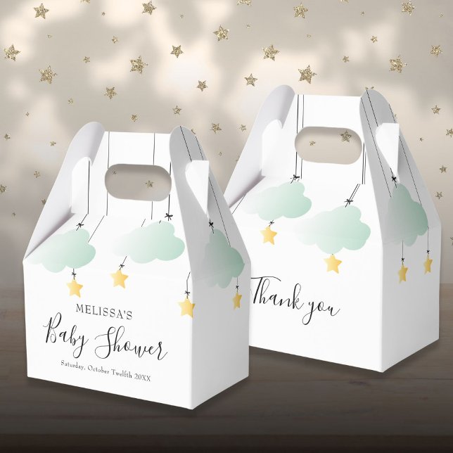 Caixinha De Lembrancinhas Twinkle Twinkle Pequeno Chá de fraldas Neutro de E (Twinkle Twinkle Little Star Neutral Baby Shower Favor Boxes)