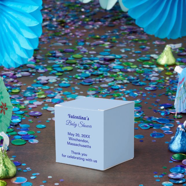 Caixinha De Lembrancinhas Typography Style Minimalist Light Blue Baby Shower (Festa)