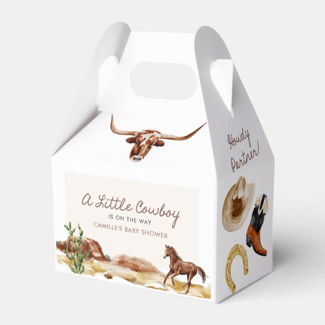 Caixinha De Lembrancinhas Um Chá de fraldas de Garoto Ocidental Pequeno (Frente)